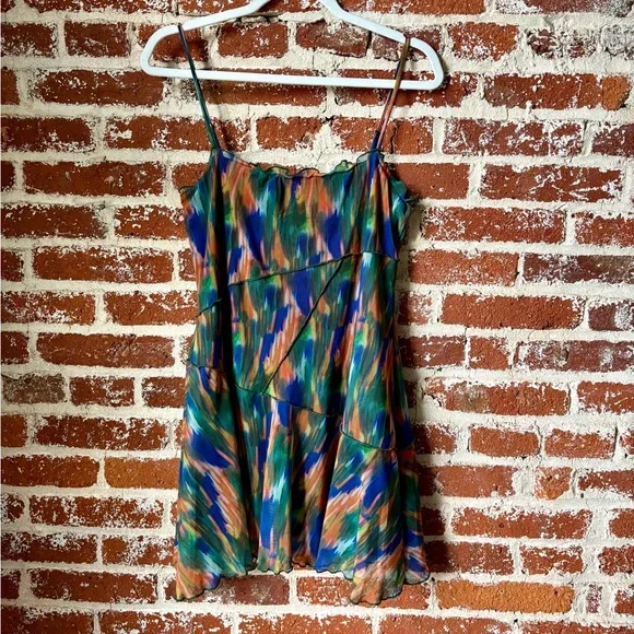 Urban Outfitters Moxie Mesh Mini Slip Dress with an abstract multicolor print - Picture 3 of 7